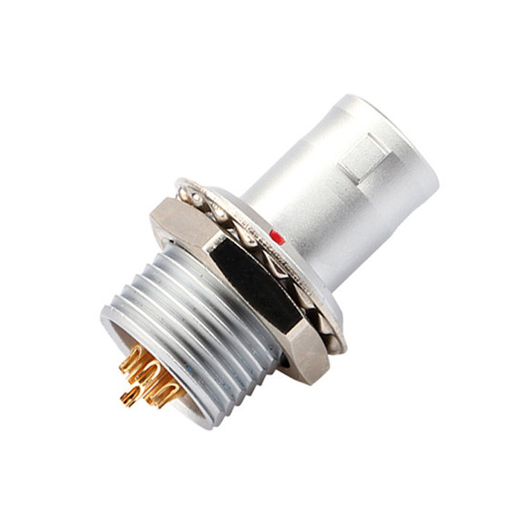 Industrial solution for push-pull self-locking 8Pin T2 circular connector panel fixed plug without locking device