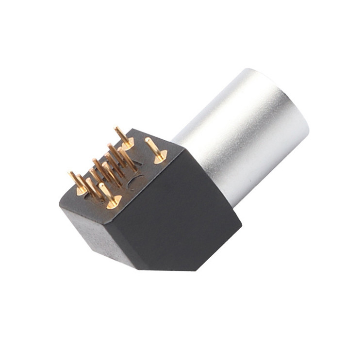 Indoor B Series Z11 8 Pin circular connector Angled Grounding Solder Fixed Socket 90° Angular Socket For Circuit Board