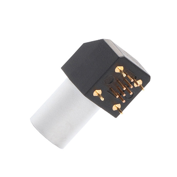 Indoor B Series Z11 8 Pin circular connector Angled Grounding Solder Fixed Socket 90° Angular Socket For Circuit Board