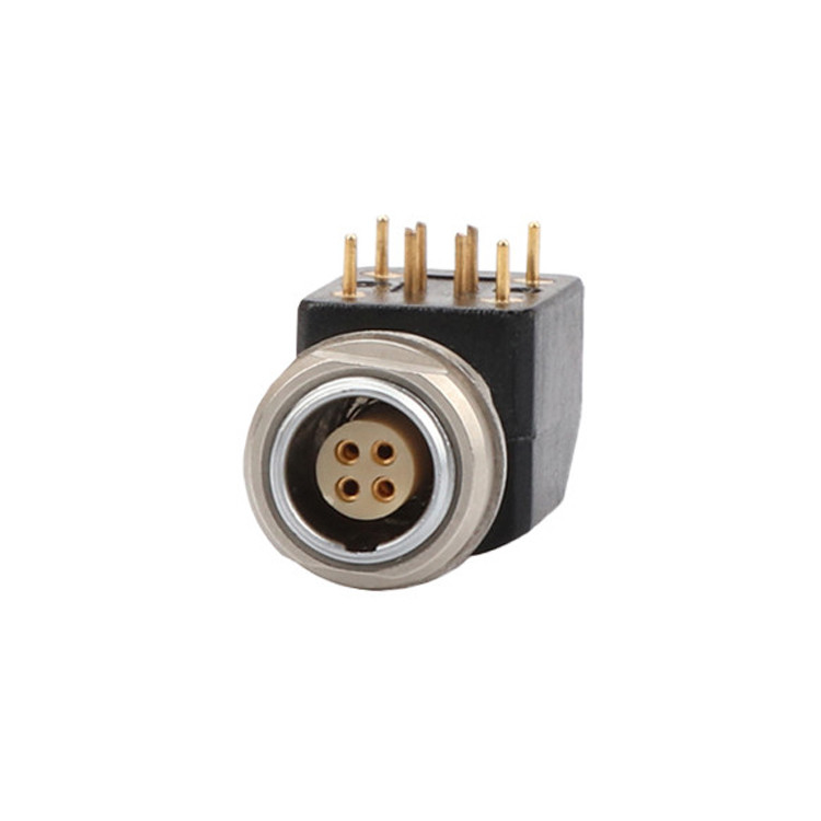 B Series Z12 4Pin Double Nut Fixed Angle Socket 90° Angled Double Nut Fixed For Printed Circuit Boards