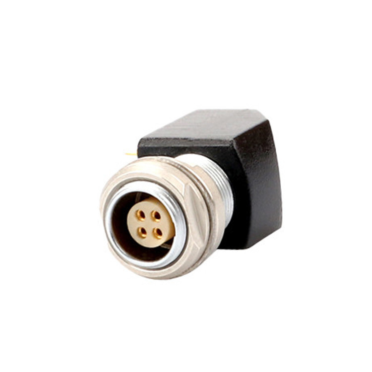 B Series Z12 4Pin Double Nut Fixed Angle Socket 90° Angled Double Nut Fixed For Printed Circuit Boards