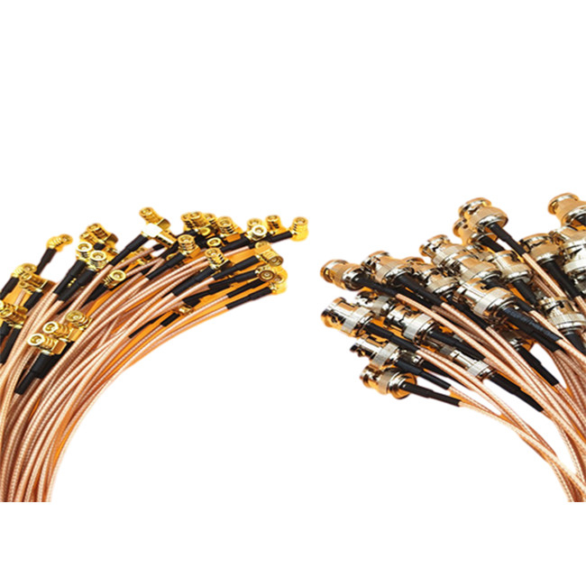 gold plated BNC male to SMB right angle female micro coaxial rf cable rg316