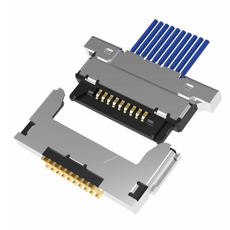 Micro coaxial cable assembly 20345-010T32R with 0.4 mm pitch and horizontal mating type10-pin LVDS micro-coaxial connect