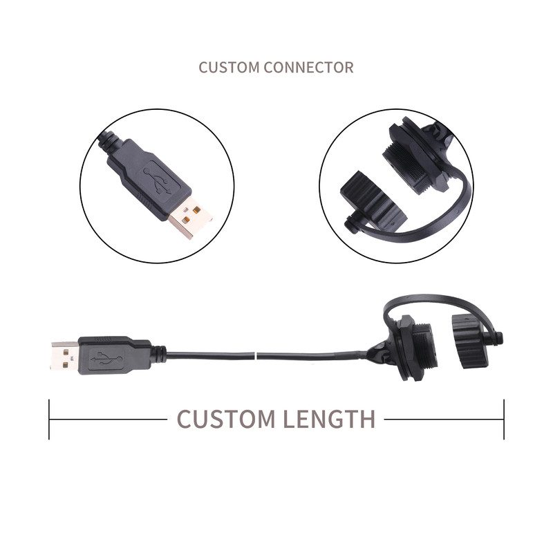 USB 2.0 A Female Connector With Shield And Cap To USB 2.0 A Usb Cables Made To Measure