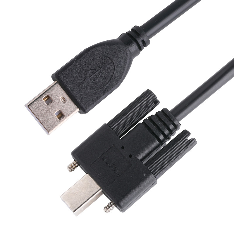 braid Black UL Printer Connector Cable Usb 2.0 Type A To Type B Locking
