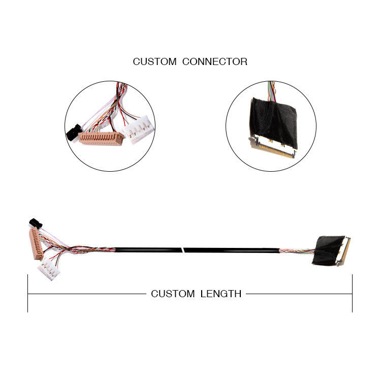 LVDS Cable Assembly From 40 Pin To 30 Pin With I PEX /  Connector 20345 040T 32R To DF13