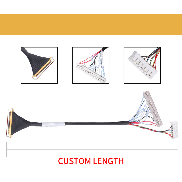 Horizontal Mating Type Micro-Coaxial Connector For Custom 40 Pin Lvds Cable Assembly With 0.5mm Pitch Lcd Lvds Cable