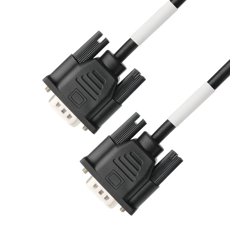D-SUB-9Pin Male Connector With Solder Type, White Rubber Core, And Nickel-Plated Shell To D-SUB-9Pin Female Connector