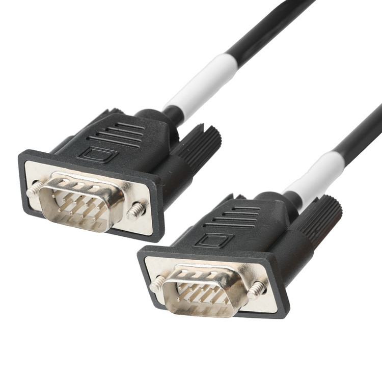 D-SUB-9Pin Male Connector With Solder Type, White Rubber Core, And Nickel-Plated Shell To D-SUB-9Pin Female Connector