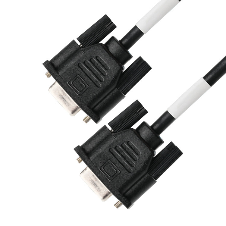 D-SUB-9Pin Male Connector With Solder Type, White Rubber Core, And Nickel-Plated Shell To D-SUB-9Pin Female Connector