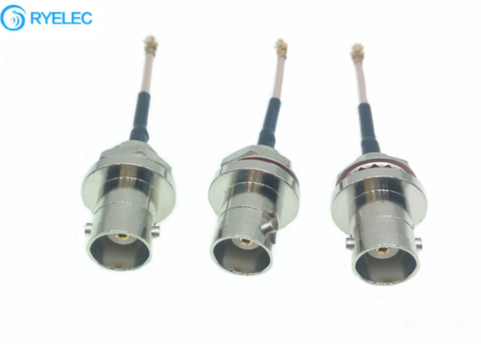 RF cable assembly waterproof  IP67  BNC  female rear blukhead to  IPX  UFL  RG178 sliver plated copper pigtail cable