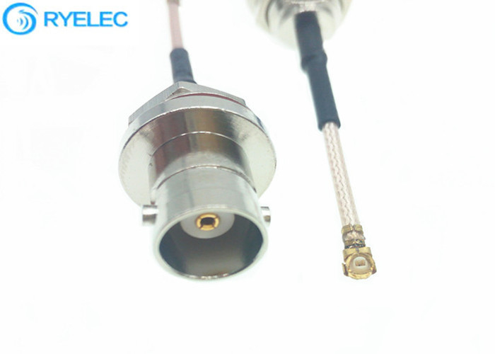 RF cable assembly waterproof  IP67  BNC  female rear blukhead to  IPX  UFL  RG178 sliver plated copper pigtail cable