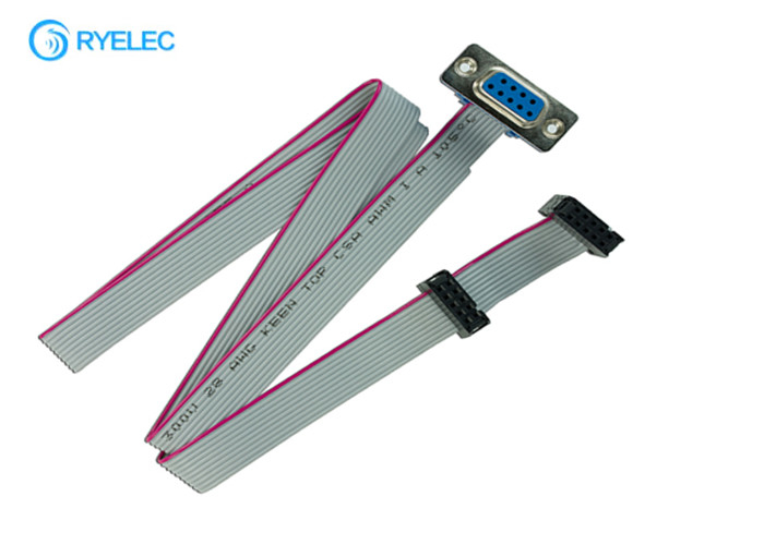 Female 10 Pin Flat Ribbon Cable Assembly With 2.54mm IDC Connector Pitch