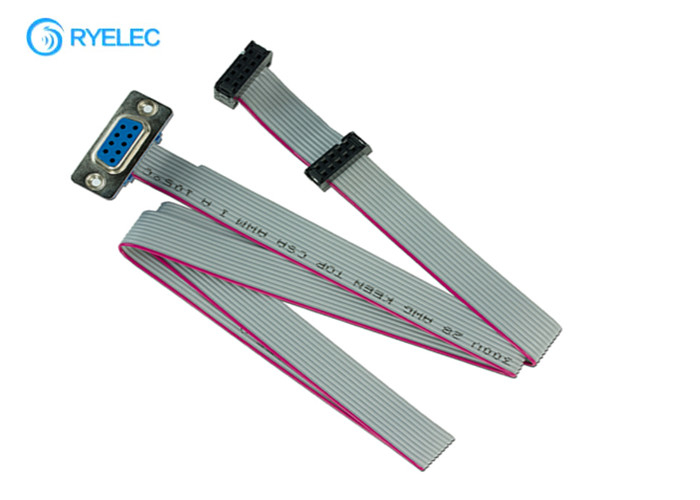 Female 10 Pin Flat Ribbon Cable Assembly With 2.54mm IDC Connector Pitch