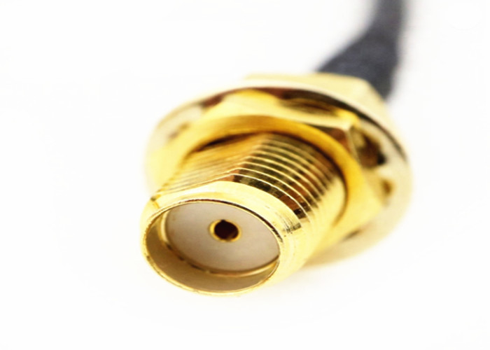 50ohm Nickel / Gold RF Coaxial Cable SMA Male Right Angle And Female Connector
