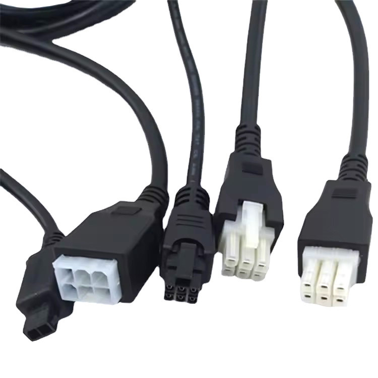 Custom Pitch 2 3 4 5 6 Pin Molex 5557 6pin 4.2mm Pitch Jacket Cable UL2464 20AWG*6C OD6.4mm BLACK