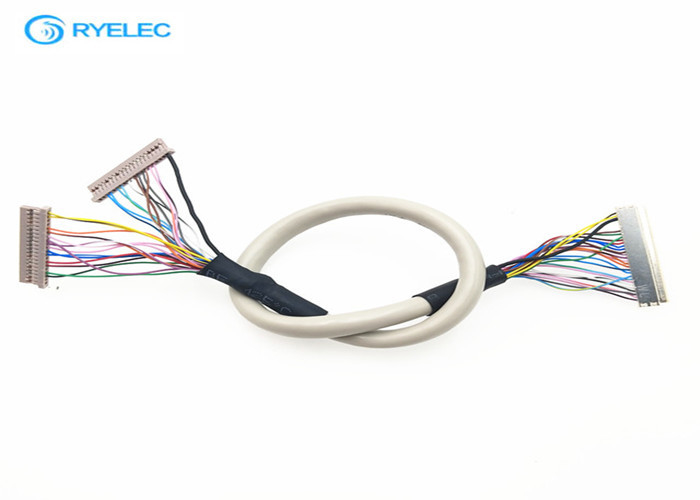 30 Awg Shielded Round Y Lvds Cable 30 Pin JAE FI-X30H To 2* DF14-20S-1.25C