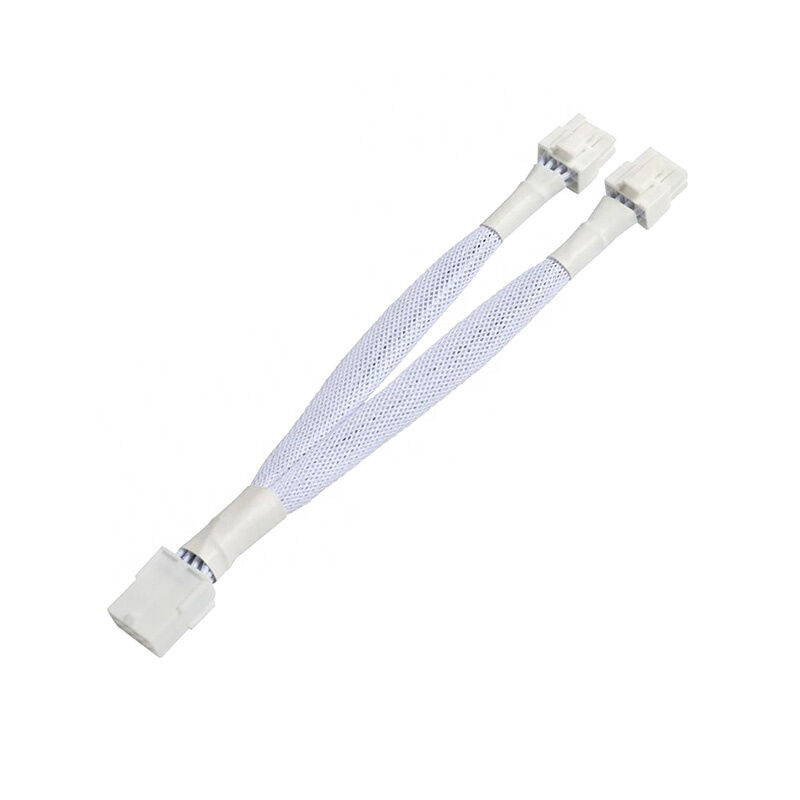 White Sleeved PCIe Power Cable Female to Dual 8P(6+2)pin Male GPU VGA Power Cable with 16AWG/18AWG and 20cm Length