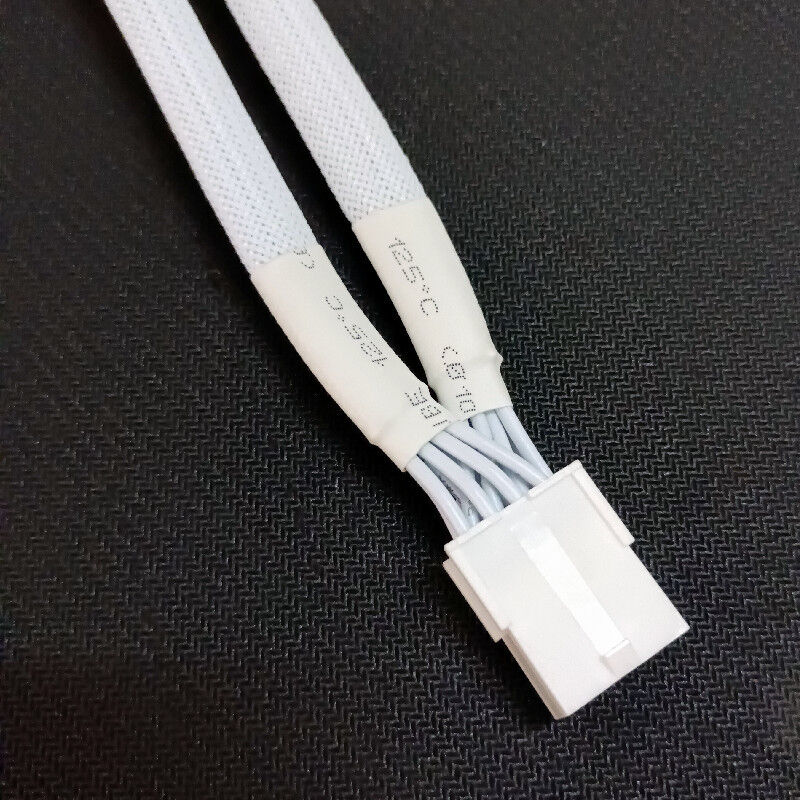 White Sleeved PCIe Power Cable Female to Dual 8P(6+2)pin Male GPU VGA Power Cable with 16AWG/18AWG and 20cm Length