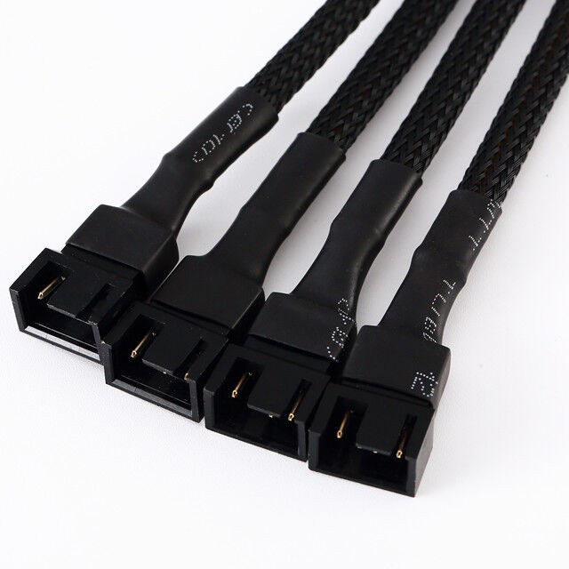 PWM Fan Splitter with 4Pin Male to Fan and 1 to 4 Female Connectors Using 22AWG PVC Cable