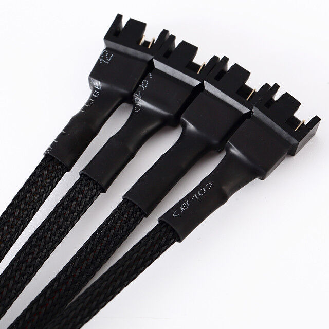 PWM Fan Splitter with 4Pin Male to Fan and 1 to 4 Female Connectors Using 22AWG PVC Cable