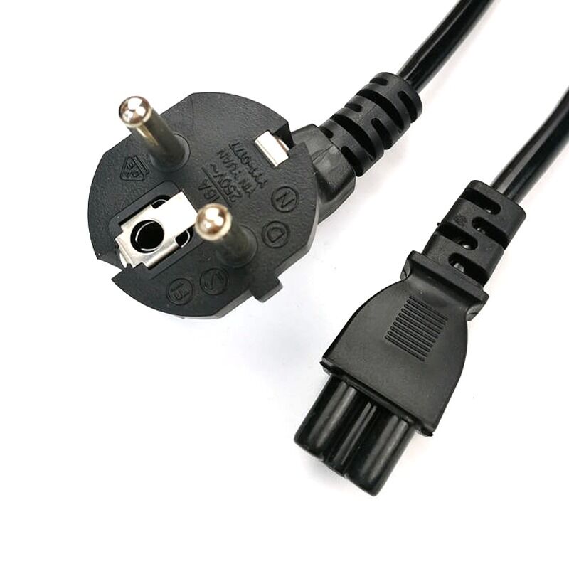Custom European Standard 3 Pin Power Cord with Fireproof Material for Laptop and Home Appliances