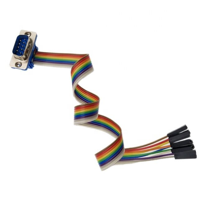 Customized Length 2.54mm Pitch RoHS Certified Flat Ribbon Cable for DB9 Dupont Connector