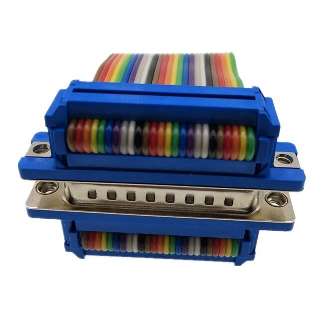 25 Pins Gold-Plated D-Sub Connector with Custom Length Flat Ribbon Cable and IDC Crimp Connector