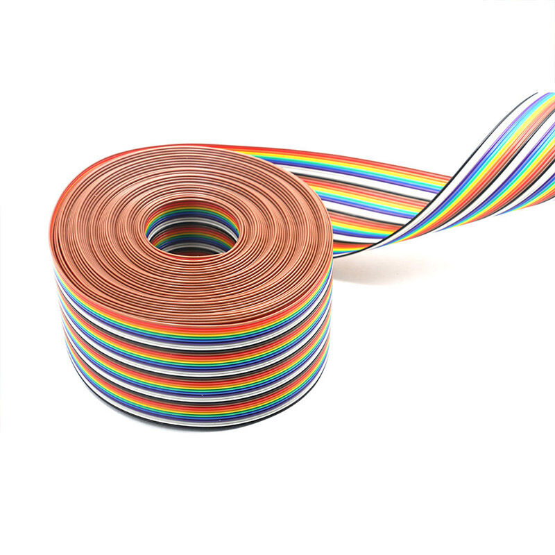 Customized Rainbow Harness Flat Ribbon Cable with PVC Insulation and 1.27mm Pitch IDC Connectors