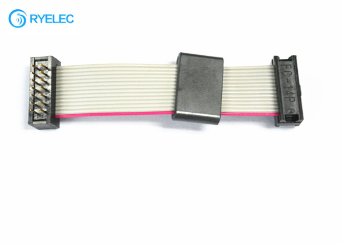 2.54 Pitch IDC DIP 14 Pin Flat Ribbon Cable Assembly Male To Female FC Connector