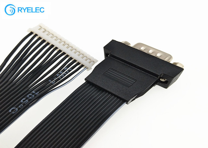 Black HDB15 Male Ends 15 Conductor Ribbon Cable Assemblies With 15 Pin Ph2.0 Plugs