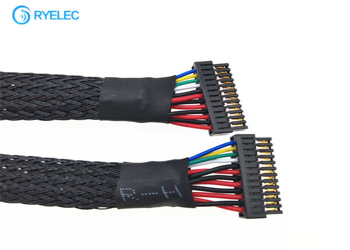 1.25mm Pitch Twisted Ul1571 Custom Wire Harness With Braided In Black Color