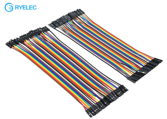 20cm 40 Pin Rainbow Ribbon Cable Female To Female Dupont Ul2651 28 Awg Flat Jumper Cable supplier