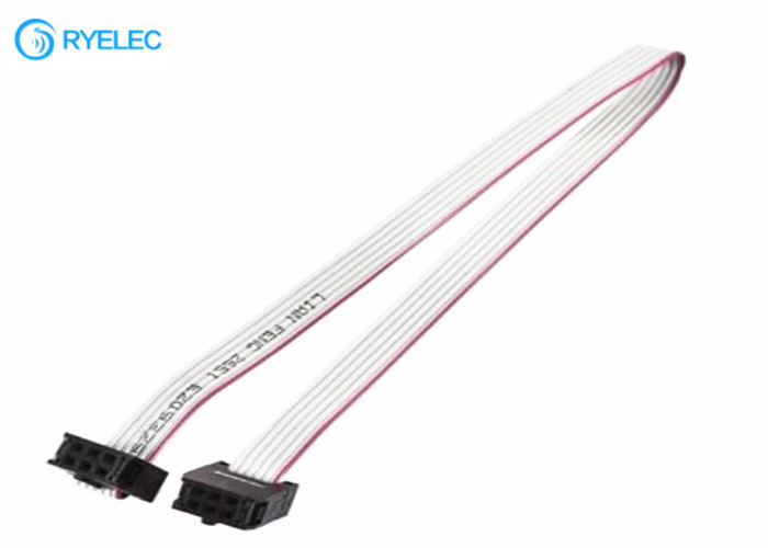 2x3p 6- Conductor Flat Ribbon Cable Assembly With Strain Relief Female Idc Connector supplier