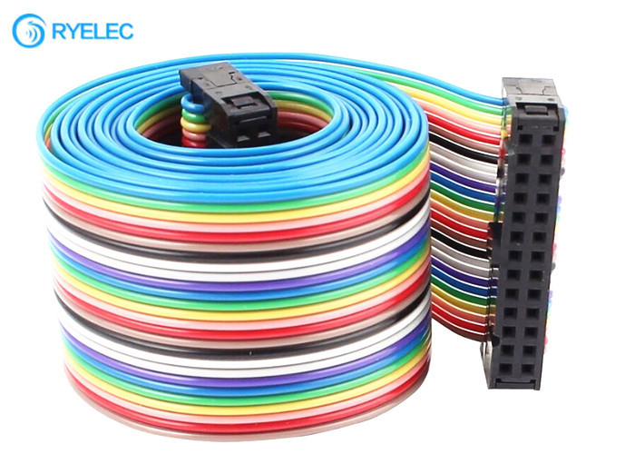 1.27mm 28 Awg 26 Pin Flat Rainbow Ribbon Cable With 2.54mm Idc Connector supplier