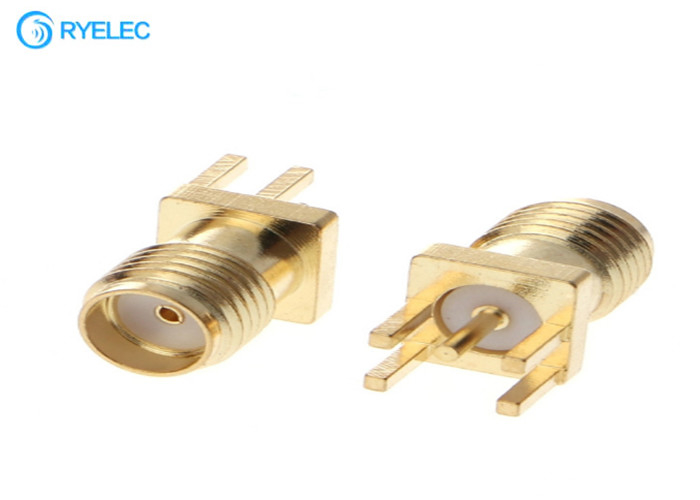 PTFE Dielectric RF Antenna Connector , Brass / Gold Plated SMA RFconnector