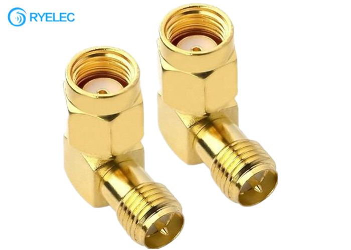 Rp - Sma Male To Rp - Sma Female Right Angle 90 Degree Rf Coaxial Adapter Connector