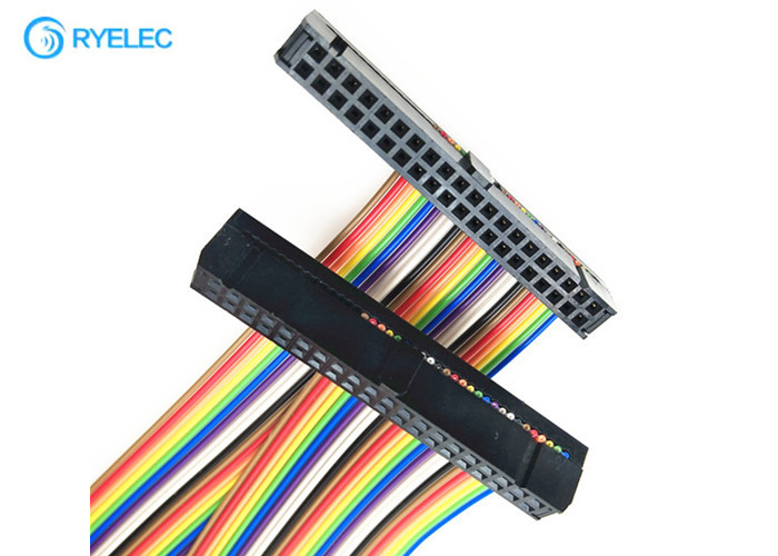 Double Row Fc-40 2.54mm 40 Pin Female Idc With 2651 28awg 1.27mm Flat Rainbow Cable