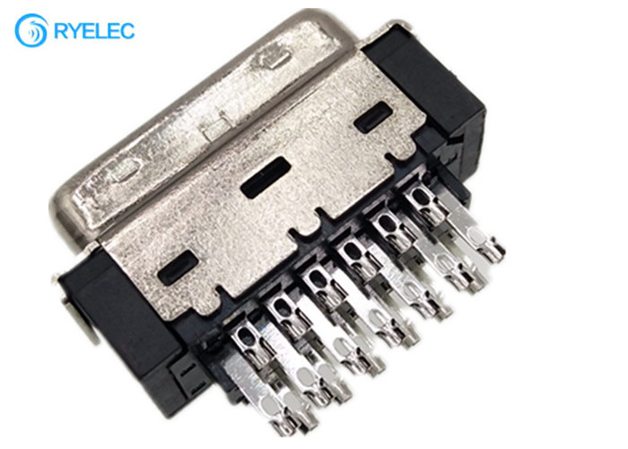 26 Pin SCSI Solder Type Buckle Latch Straight Male Connector With Plastic Hood