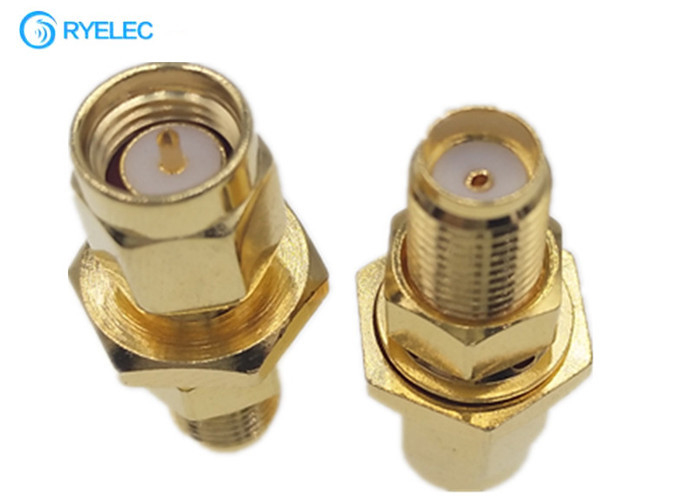 Male To Female Bulkhead Waterproof Sma To Rp Sma Adapter Straight Gold Plated supplier