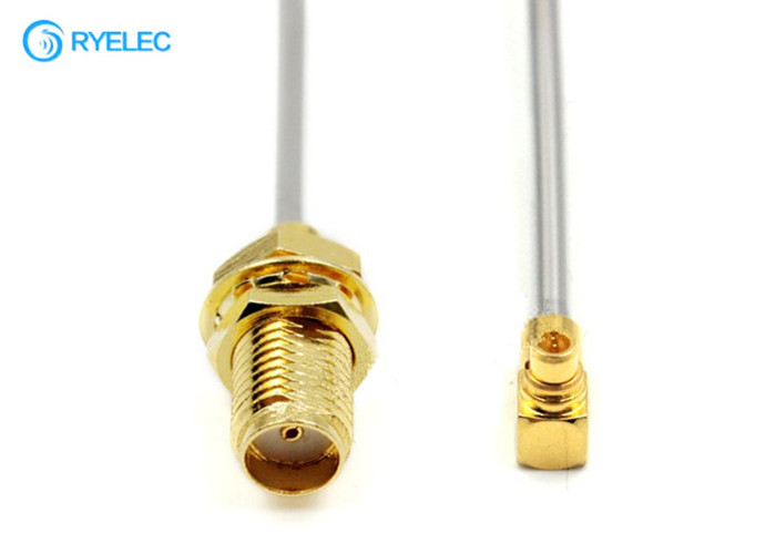 0-20GHZ SMA Female Bulkhead To MMCX Right Angle Male RG405 086 Semi-Rigid RF Pigtail Cable