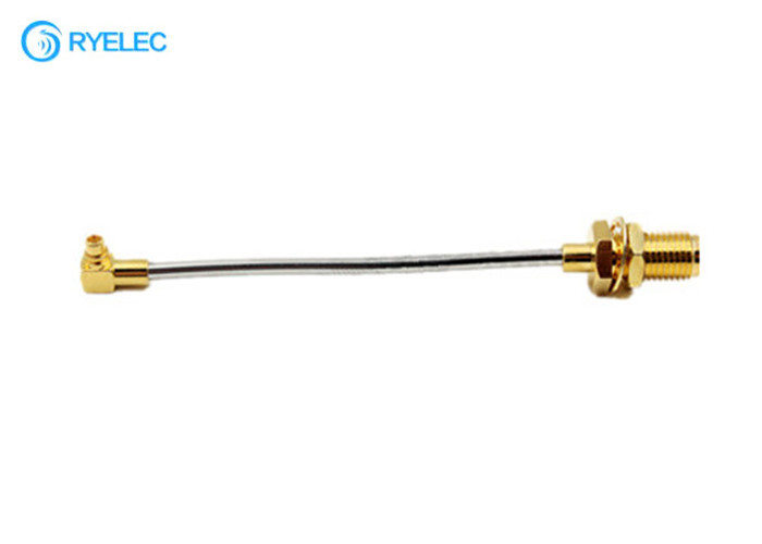 0-20GHZ SMA Female Bulkhead To MMCX Right Angle Male RG405 086 Semi-Rigid RF Pigtail Cable