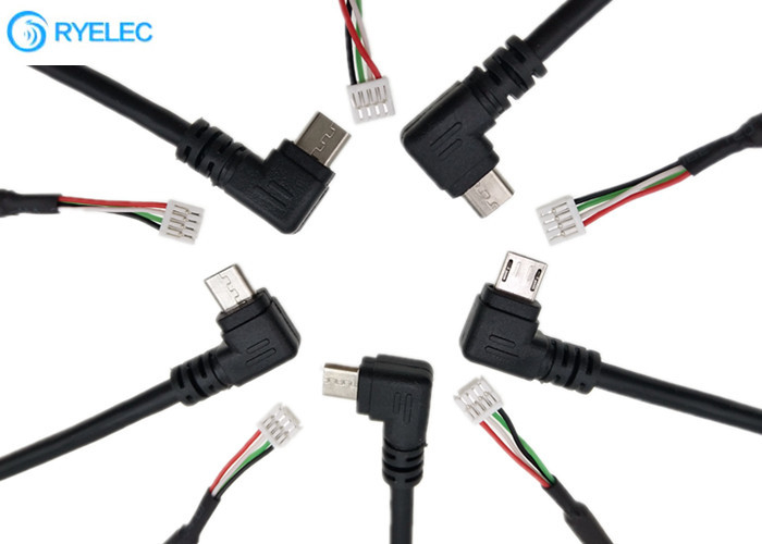 Right Angle Micro Usb Male Connector To Jst Gh 4 Pin 1.25mm Pitch Data