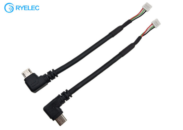 Right Angle Micro Usb Male Connector To Jst Gh 4 Pin 1.25mm Pitch Data Cable