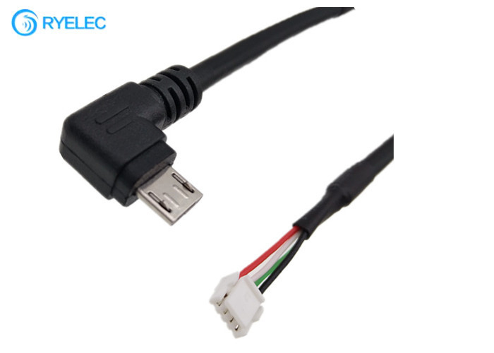 Custom 10cm Black Left Angle Micro USB Male to JST GH-04V-S Connector Power Cable