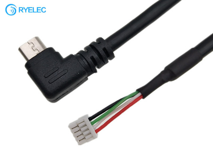 Custom 10cm Black Left Angle Micro USB Male to JST GH-04V-S Connector Power Cable