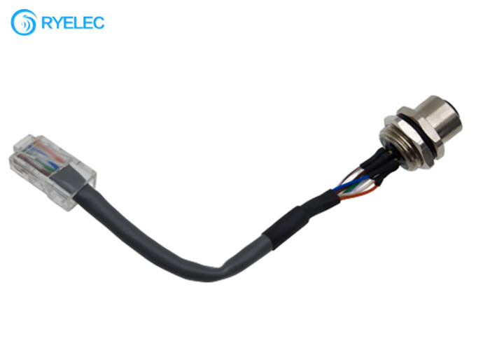 Custom M12 8 Pin Panel Mount Waterproof Female Connector To Rj45 Round Network Cable