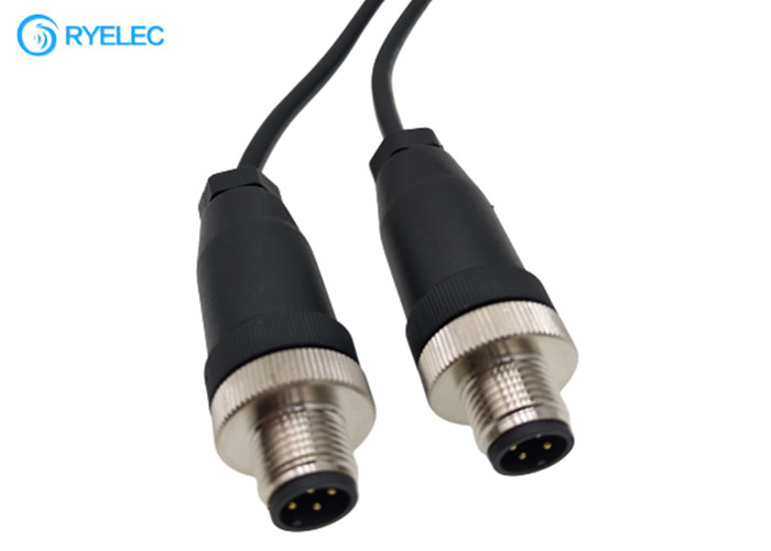 M12 4Pin Screw Type Aviation Connector Male Power Cable For Rear View Camera CCTV System