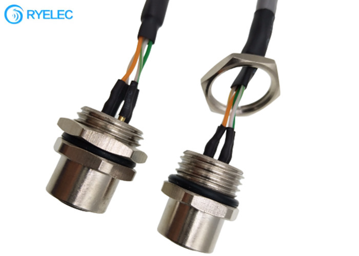 Custom M12 4 Pin Panel Mount Waterproof Female Connector To RJ45 Round Network Cable