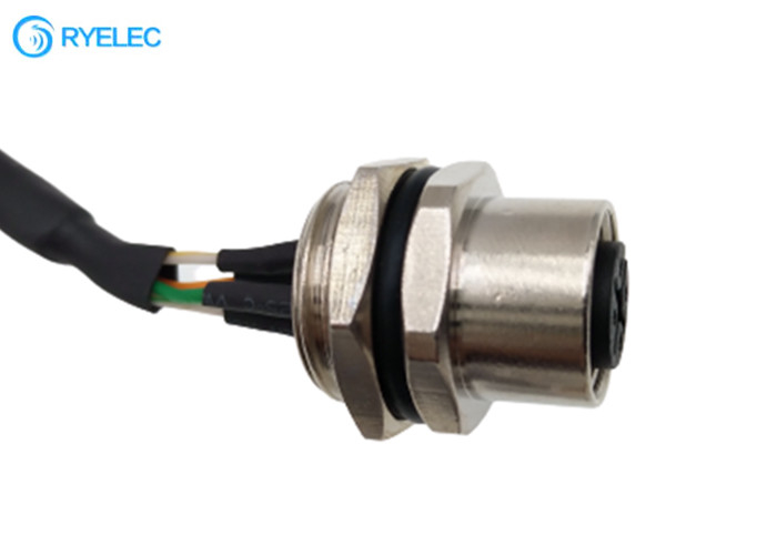 Custom M12 4 Pin Panel Mount Waterproof Female Connector To RJ45 Round Network Cable